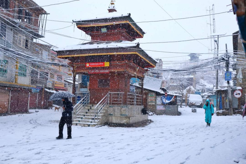 हिउँकाे घुम्टाेमा कर्णाली (तस्वीरहरू)